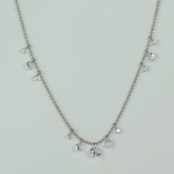 Sterling Silver/CZ Droplet Necklet and Chain